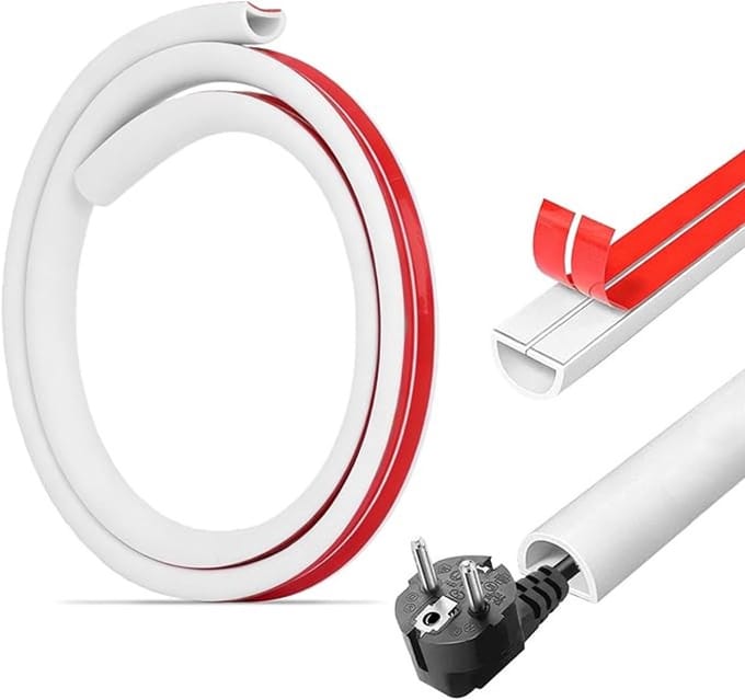 Flexibele halfronde kabelgoot 1 meter - Zelfklevend PVC - Wit