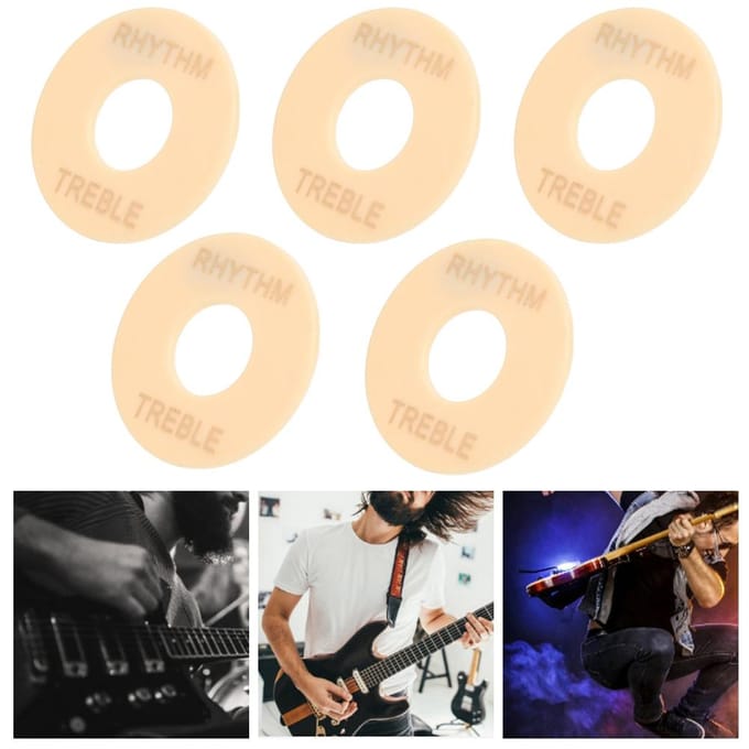 5 Stuks Elektrische Gitaar Schakelaar Ring Plastic Muziekinstrument Accessoires 44mm Diameter GN603 Goud white