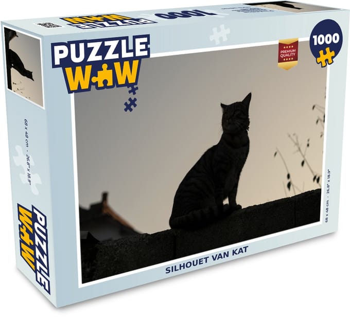 Puzzel Kat - Donker - Schutting - Legpuzzel - Puzzel 1000 stukjes volwassenen
