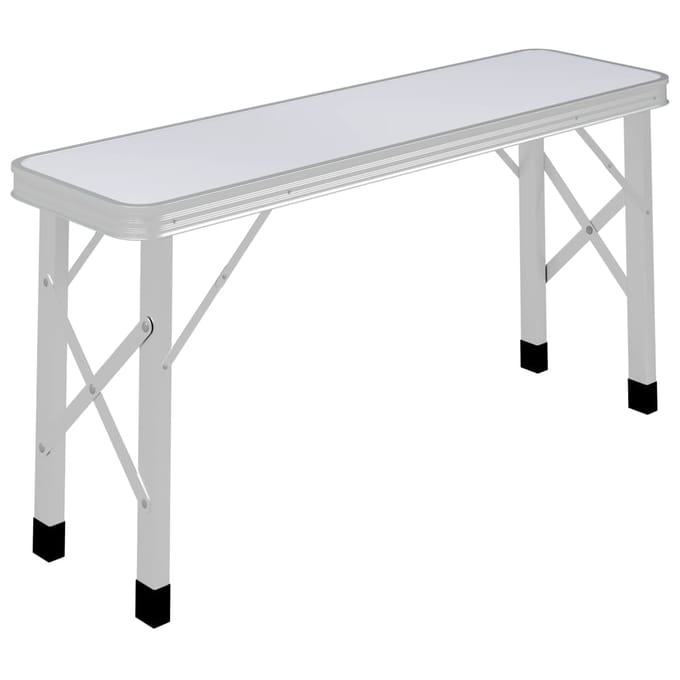 vidaXL - Campingtafel - inklapbaar - met - 2 - banken - aluminium - wit