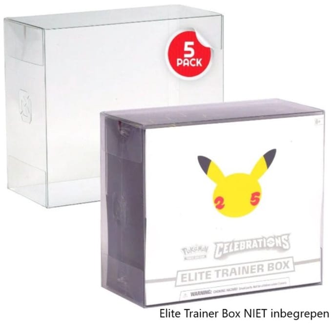 Evoretro - PET Protector Elite Trainer Box geschikt voor ETB Pokemon - 5-Pack