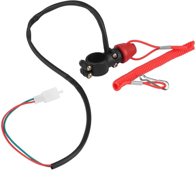 Motor Stuur Schakelaar - Start Kill - Motor Starten - Waterproof Ontwerp - 22mm - Zwart Rood
