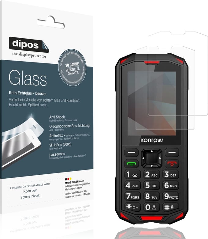 dipos – 2x Matte Pantserfolie geschikt voor Konrow Stone Next | 9H Screenprotector