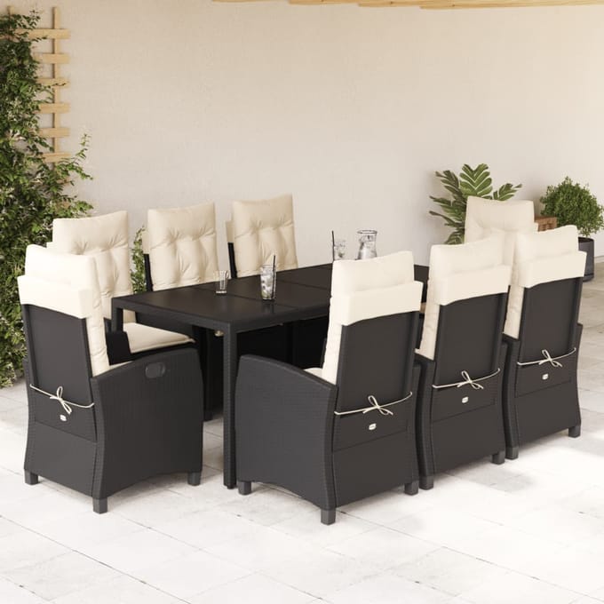 vidaXL - 9-delige - Tuinset - poly - rattan - zwart