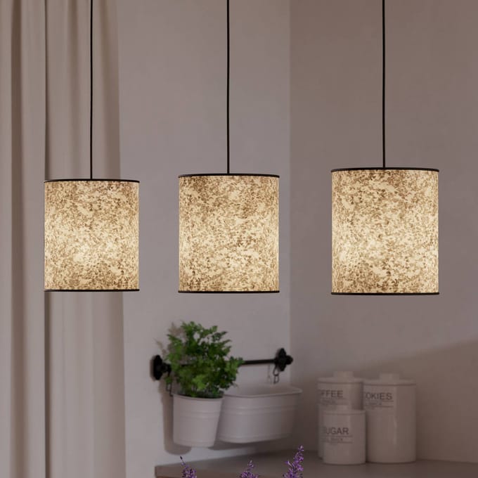 EGLO Butterburn Hanglamp - E27 - 86 cm - Zwart|Wit|Groen - Berkenbladeren