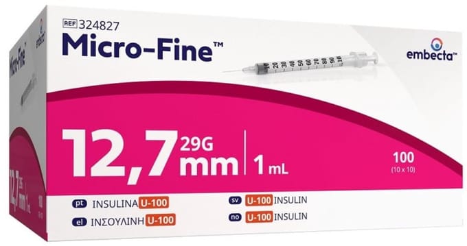 BD Microfine+ Insuline Spuit 1ml 29G 12.7mm 100 Spuiten