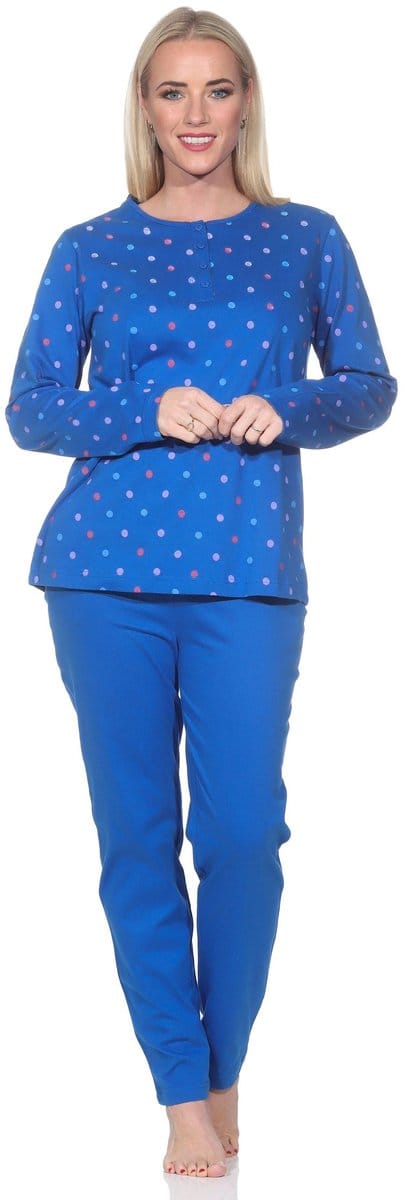 Normann dames pyjama met lange mouwen in stippenlook - ook in grote maten