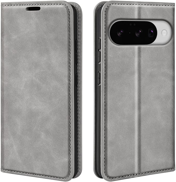 MobyDefend Hoesje - Geschikt voor Google Pixel 10 / Google Pixel 10 Pro - Luxe Wallet Bookcase (Magnetische Sluiting) - Grijs