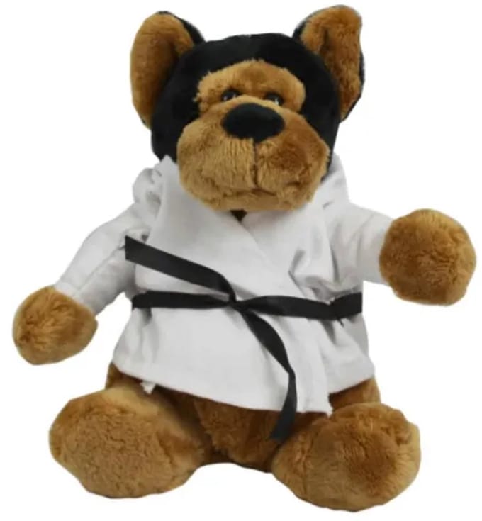 Knuffel Hond Tomke in Gi met Zwarte Band