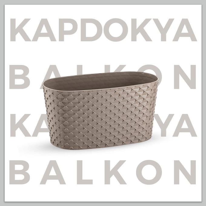 Bloempotten - Set van 2 - ovaal - taupe - sierpot met wateropvang - 30cm - bloembak