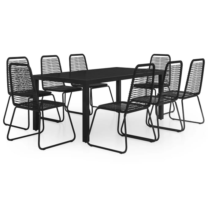 vidaXL - 9-delige - Tuinset - PVC-rattan - zwart