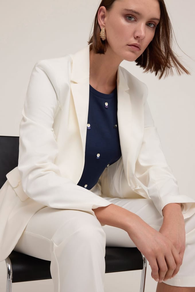 Motivi Single-breasted Blazer In Technical Cotton White Taglia: 40 | Blazers Outlet | Donna | Bianco