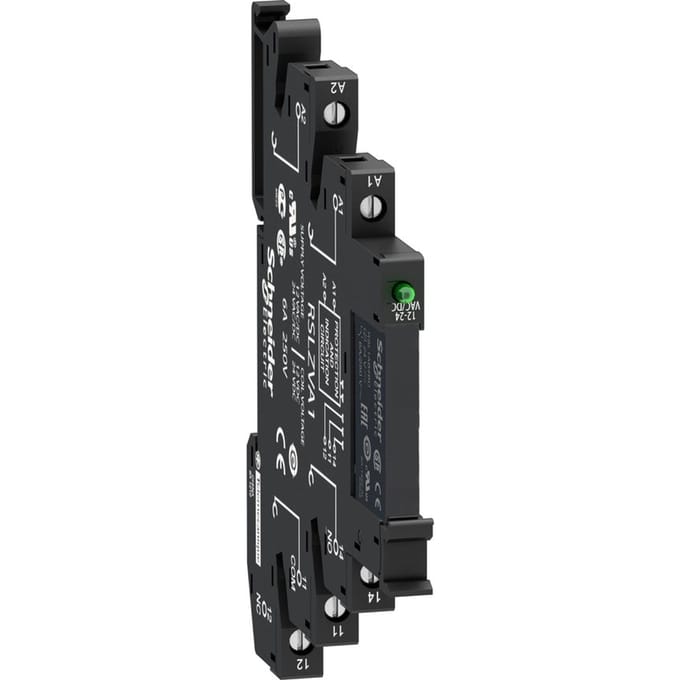 Schneider Electric interface relay complete with socket with Schroef terminals 6a 1c/o 24v ac/dc supply