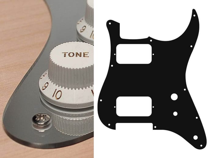 Boston ST-231-MC pickguard, Stallion, HH, 2 pot holes, toggle switch, 2 ply, mirror chrome