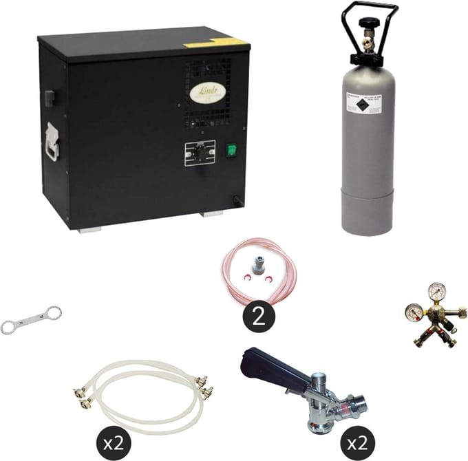 Bierwaterkoeler, AS-40, 2-kraans, Waterkoeler - Biertap, Beertender, Thuistap, Bierkoeler, Type D, Type M