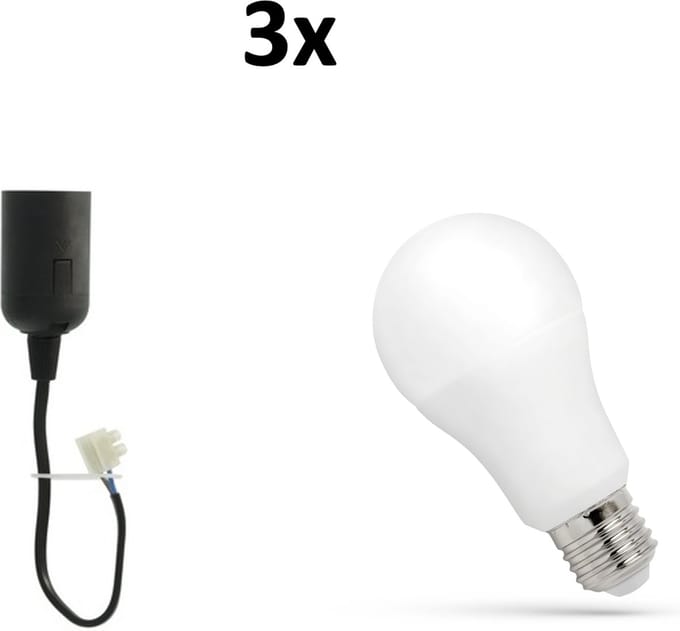 3x Verhuisfitting E27 & 11,5W E27 Lamp 4000K