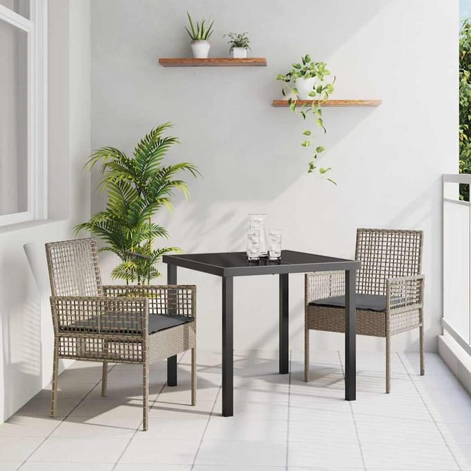 vidaXL Tuinstoel met kussen 2 pcs Grijs 55 x 53 x 85 cm poly rattan