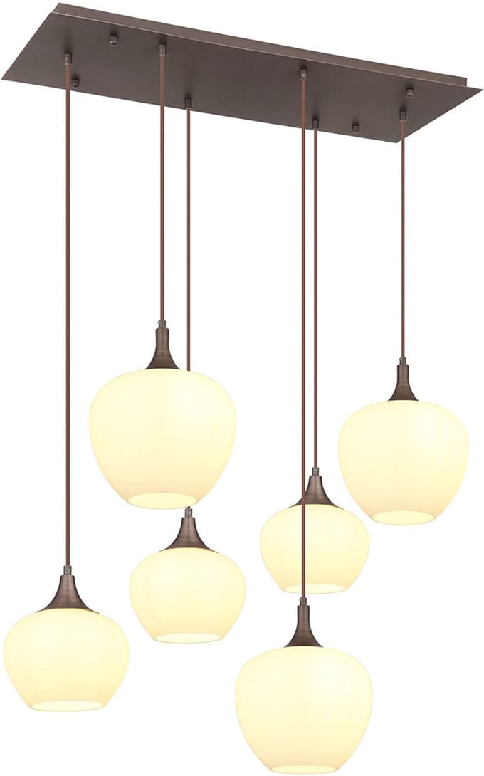 Globo - hanglamp - Maxy - bruin - glas - grote eettafellamp - E27 - 15548-6HC
