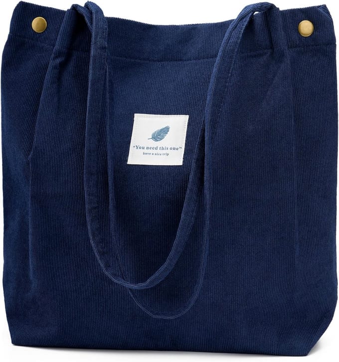 Grote Corduroy Tote Bag met Binnenzak voor Dames