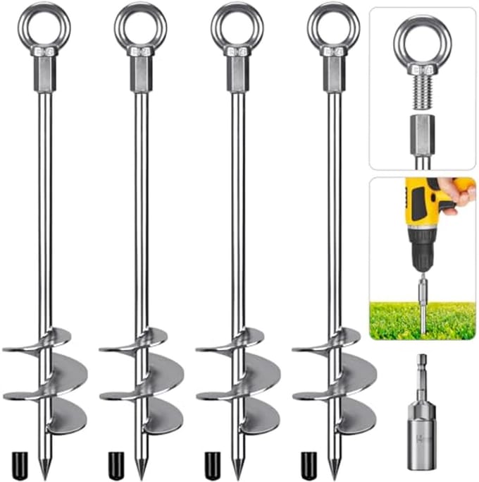 Zware Grondankers - 46 cm Schroefharingen voor Trampoline, Schommel en Camping - 4 Stuks