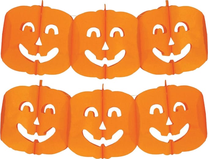 Halloween feestslinger pompoenen - 2x - 3 meter - oranje - van papier