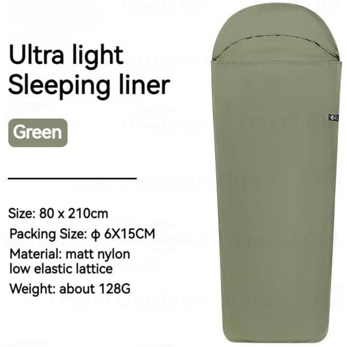 Sac de couchage doublure mini été momie insert sac de couchage doublure velours dans le sac de couchage momie ultra-léger vert
