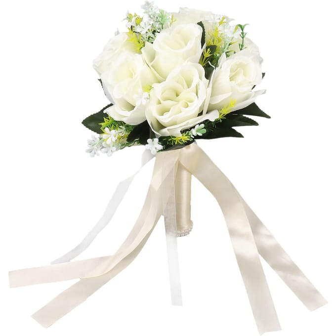 Bruidsboeketten Zijde en Plastic Romantisch Exquise Comfortabel Handvat Mooi Bruidsboeket white