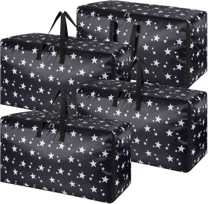 4x Extra Grote, Stevige Opbergdozen met Deksel - Waterdichte Verhuisdozen voor Kleding en Opslag