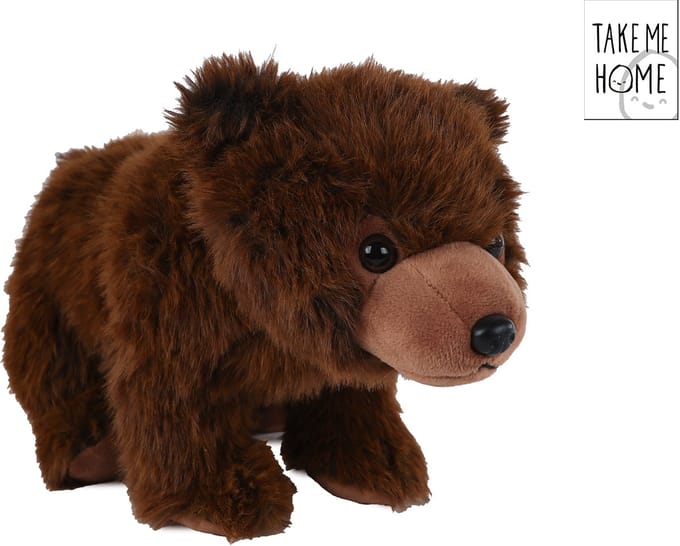 Take Me Home pluche knuffelbeer 35cm zacht speelgoed bruin.