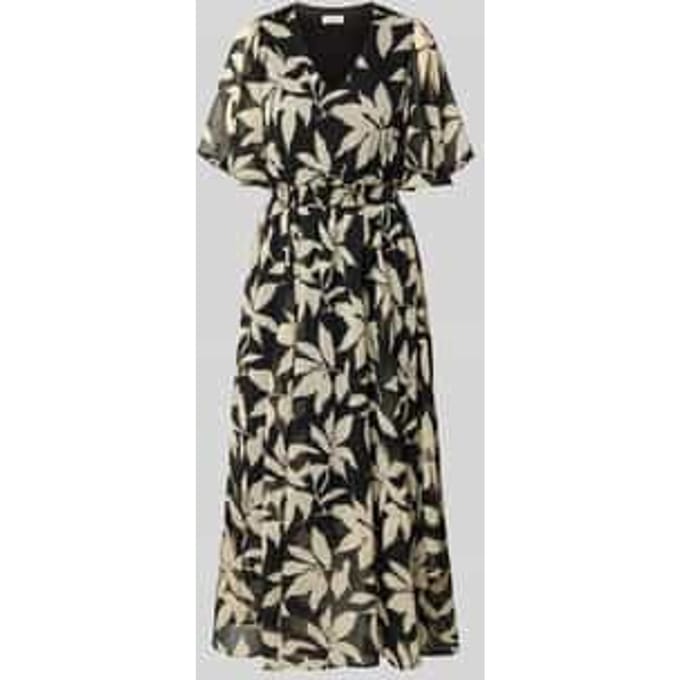 Getailleerde chiffonjurk met all-over motief