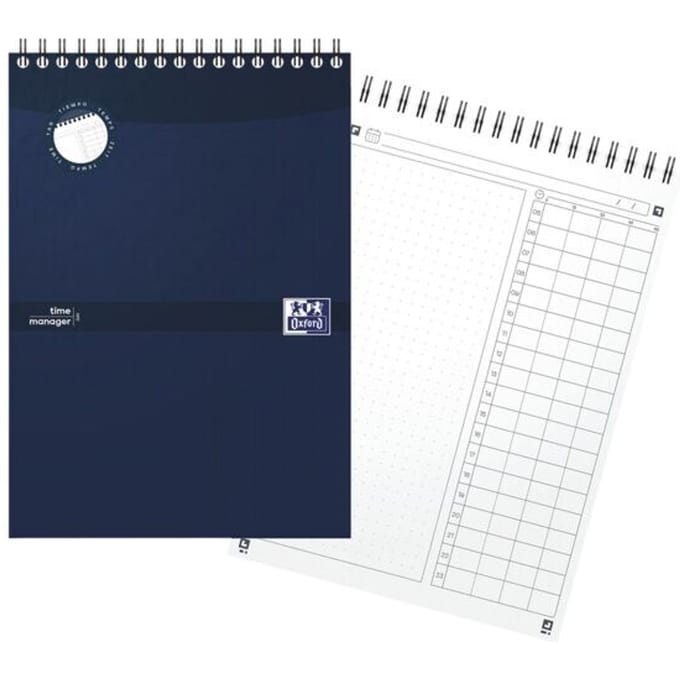 Oxford Task Manager dagplanner - A5 - 70 vel - met standaard - blauw