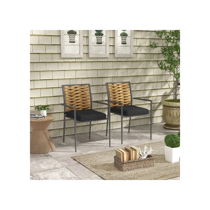 Chaise de jardin - Outsunny - Design moderne - Empilable - Confortable zwart