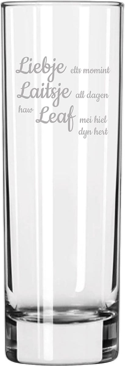 Longdrinkglas gegraveerd - 22cl - Liebje Laitsje Leaf