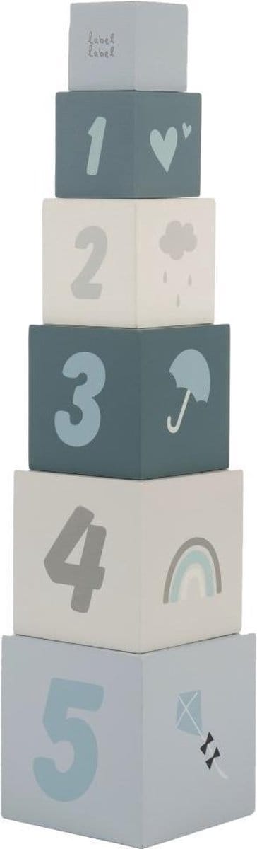 Label Label Blauw Houten Stapelblokken LLWT-25316