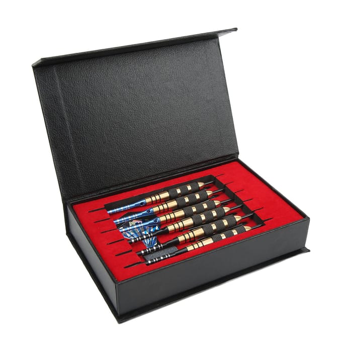 6 Stuks Darts Professionele Exquise Roestvrijstalen Punt Darts Set met Opbergdoos voor Beginners black