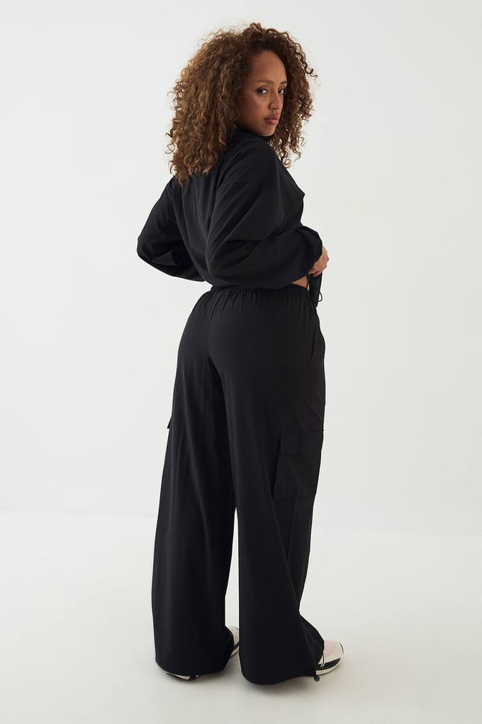 Dames Dsgn Studio Wijde Cargo Broek | Zwart | Maat: XS