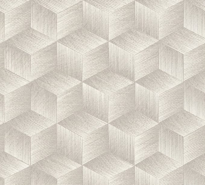 3D RETRO BEHANG | Grafisch - Grijs Warm Wit - A.S. Création Natural Living D`eco