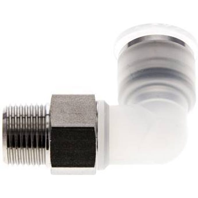 12mm x R3/8'' 90 graden L-verbinding PA/RVS Insteekfitting Buitendraad Draaibaar EPDM/PTFE