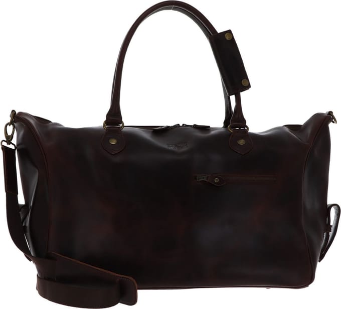 BUCKLE & SEAM Leren reistas Linwood Weekender Brown / Dot donkerbruin