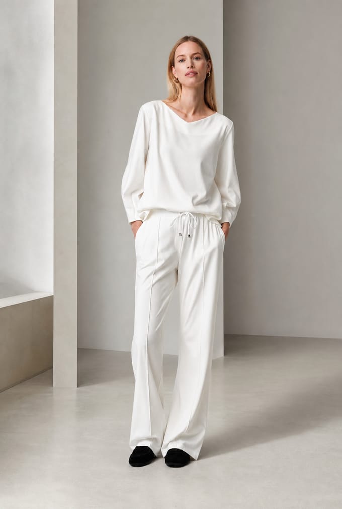 Elvio pants soft Punto Milano jersey | Panna - Panna / M
