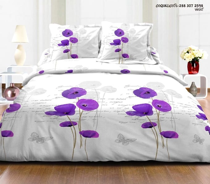 Dekbedovertrek 100% Katoen Premium - 240 x 220cm - Coquelicots Violet