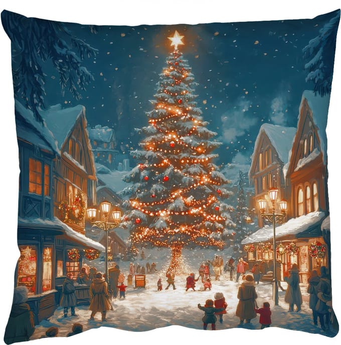 Sierkussens - Kussentjes Woonkamer - 45x45 cm - Kerstfeest - Dorp - Donker