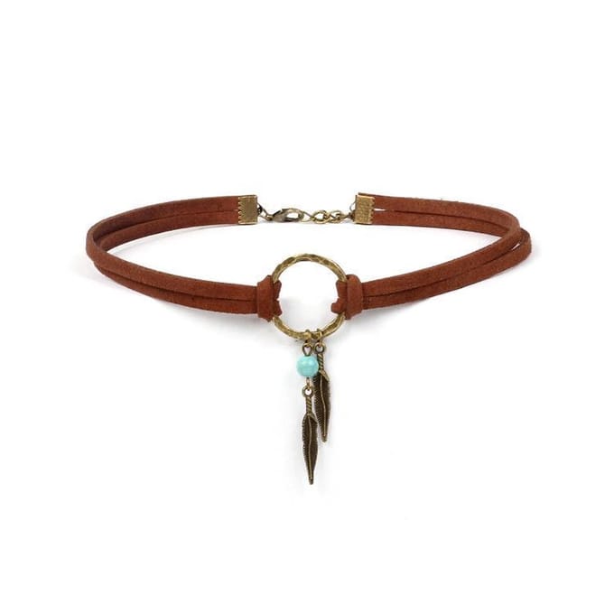 Jomide Choker Bohemian Vintage - Bruin Leer