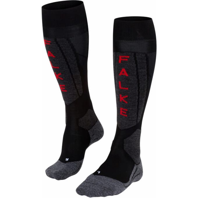 FALKE SK5 warm dun wol functioneel materiaal skisokken dames zwart - maat 37-38
