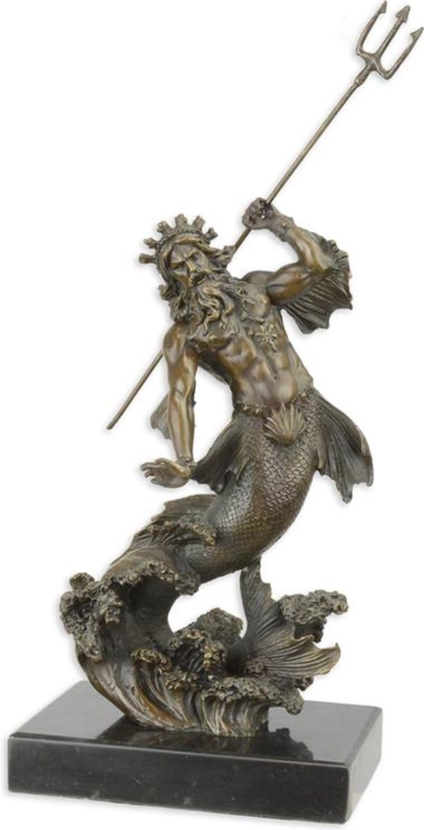 Bronzen sculptuur - Poseidon met drietand - Gedetailleerd beeld - 30 cm hoog