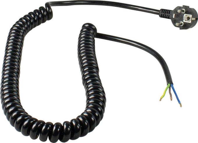 Aansluiting Opgerolde Kabel 230 V Uitschuifbaar Tot 2,5 Meter Zwart