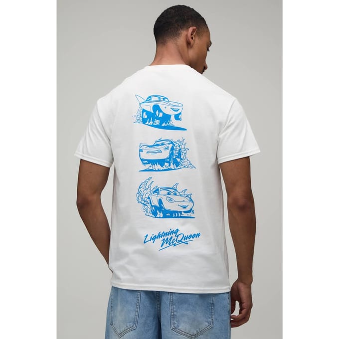 Oversized Disney Cars Licentie Bedrukt T-shirt | White | Size Medium