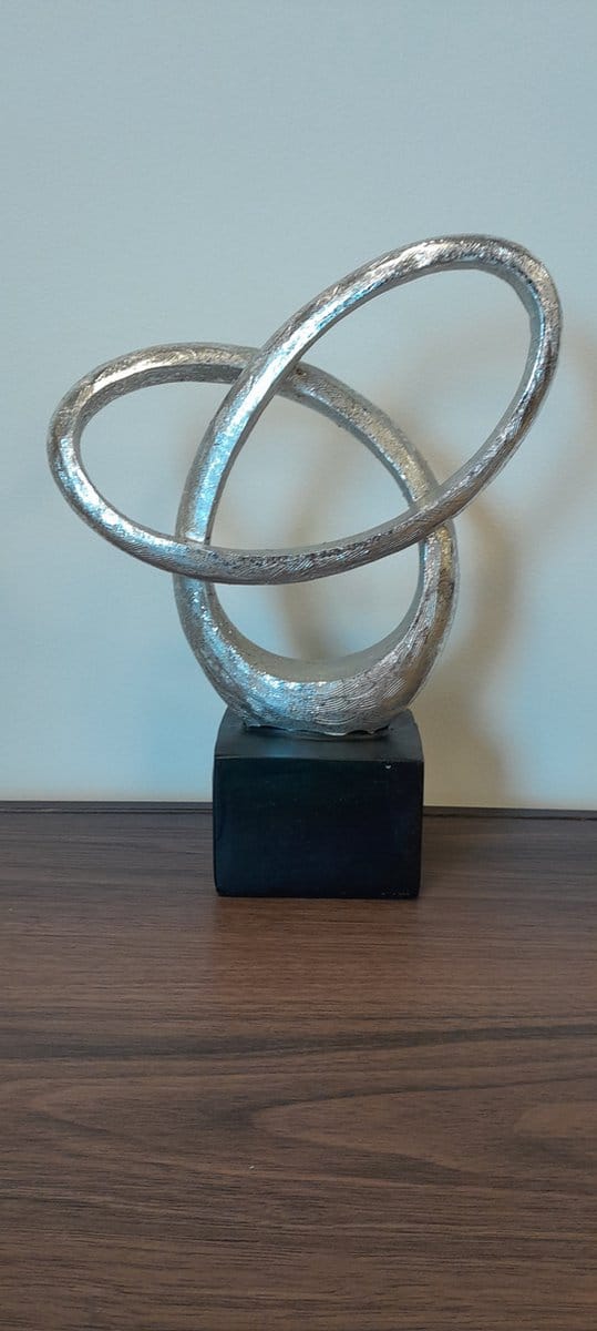 Decoratief object - Kunst - Beeld - Polyresin - zilver - 28x21cm