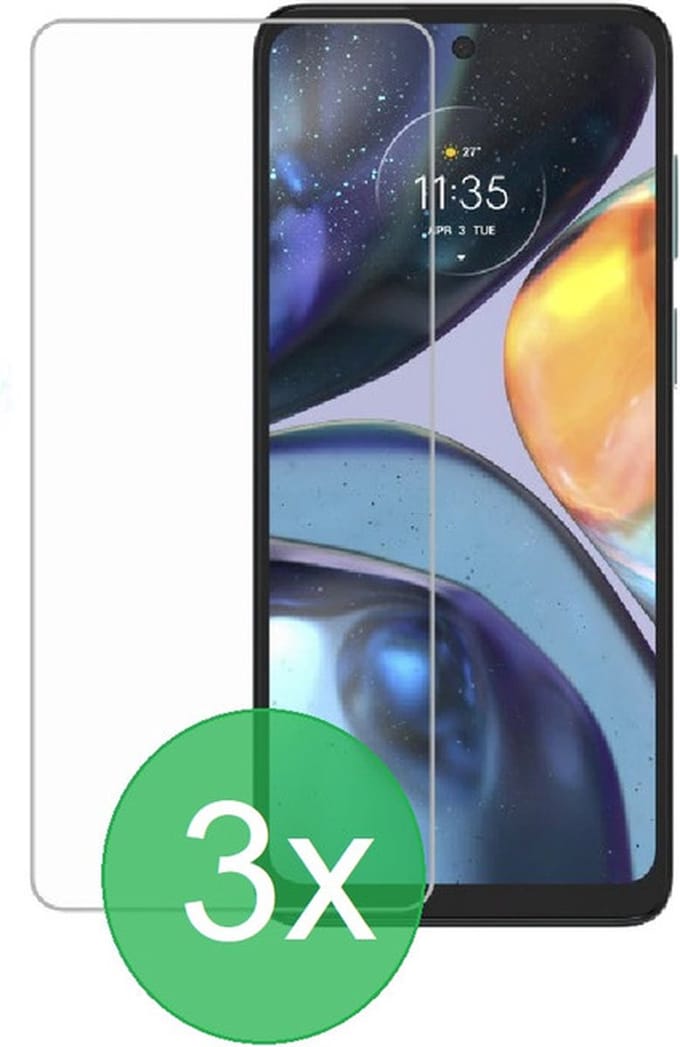 Screenprotector 3x Geschikt voor Motorola Moto G22 - screen protector - glas - bescherm - beschermglas - ZT Accessoires