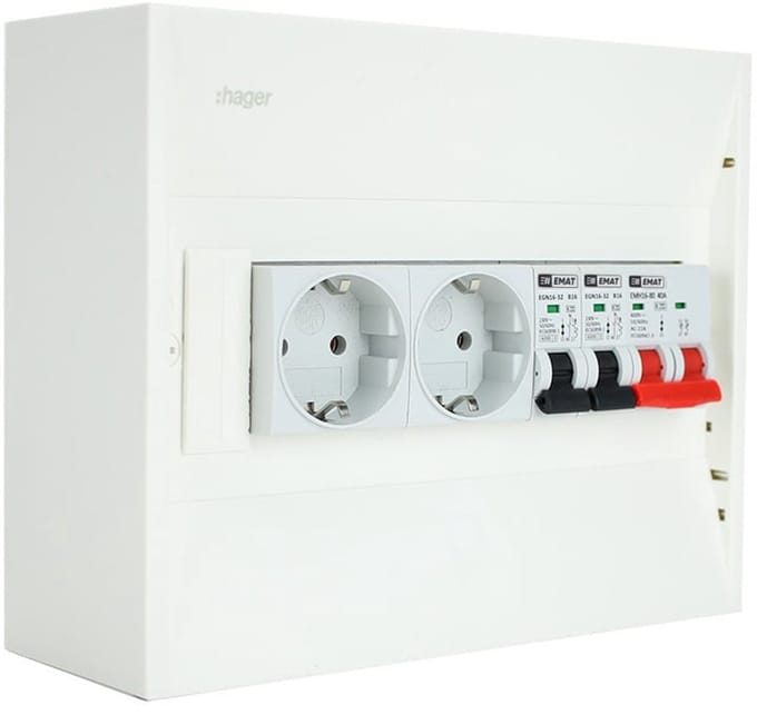 EMAT PV-verdeler 2x B16 groep 2x WCD en hoofdschakelaar (PV0003)